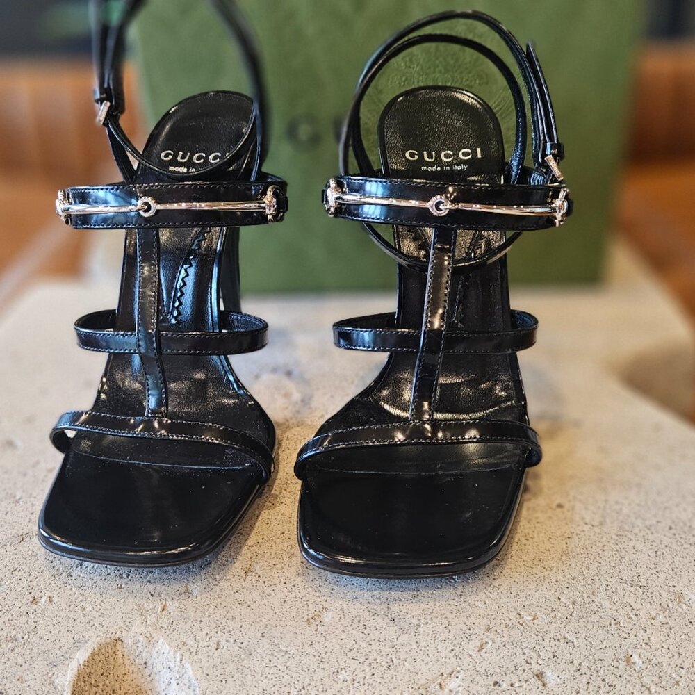 Gucci Regent Strap Detailed Sandal 771563 CLG00 - 1000 Black Leather Size 36+ - Picture 6 of 11